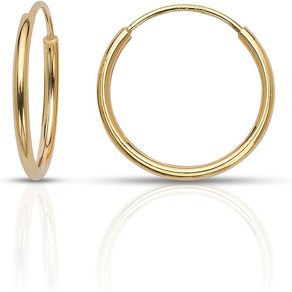 Amazon.com: 14k White Gold Square Endless Hoop Earrings 10.0